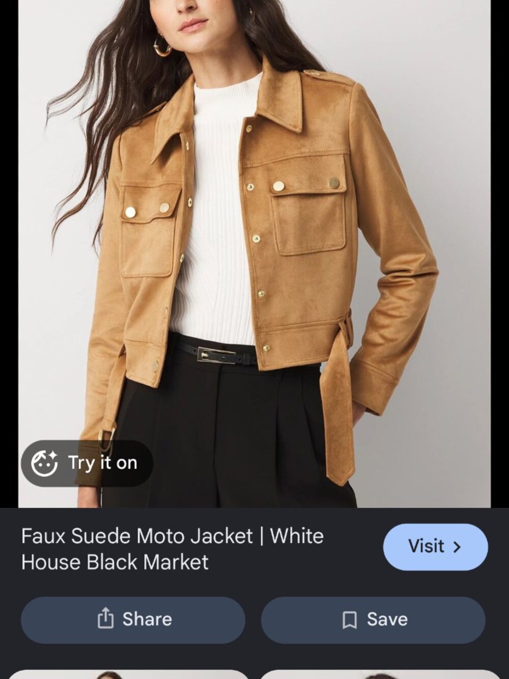 nwt WHITE HOUSE BLACK MARKET $215 suede moto jacket - Picture 2 of 3